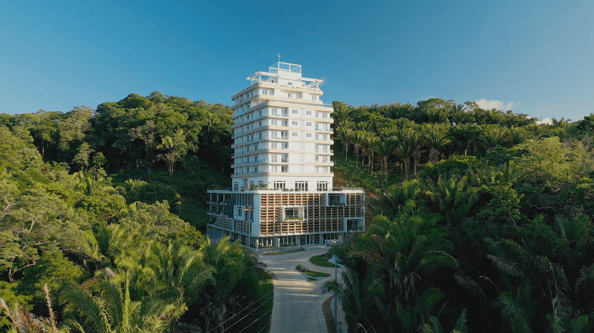 Modern architectural development in tropical setting