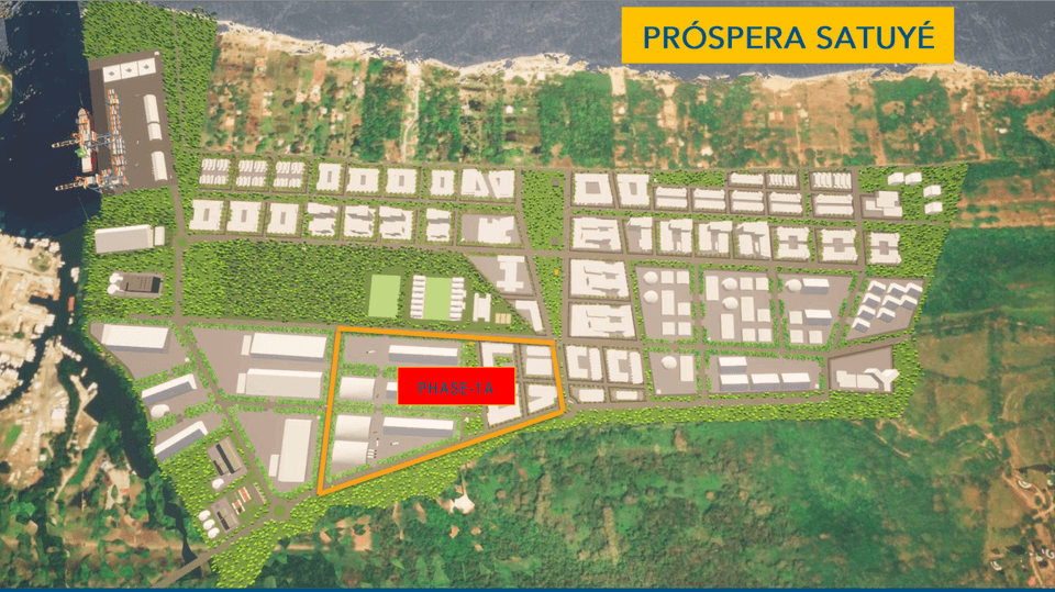 Próspera Satuyé industrial zone layout.